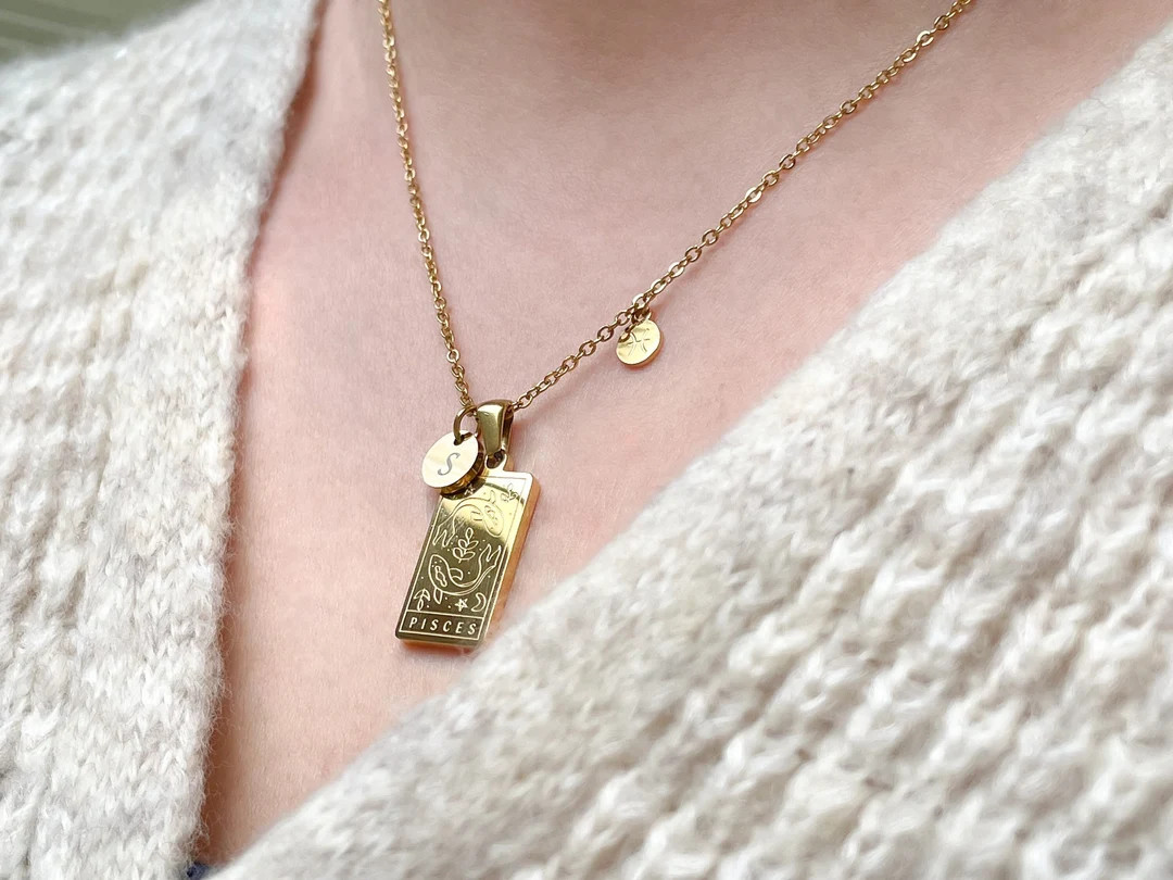 18K Gold Filled Zodiac Necklace  Waterproof Rectangle Gold - Etsy Canada | Etsy (CAD)