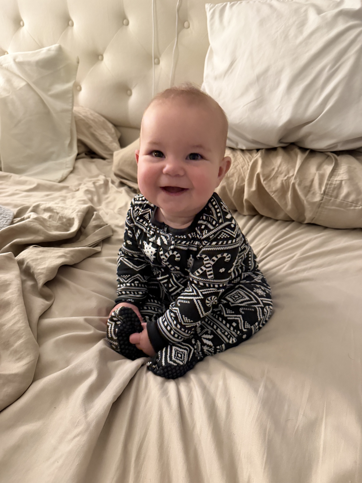 This baby girl is ready for the Christmas season with her Christmas pajamas.

#LTKSeasonal #LTKBaby #LTKHoliday