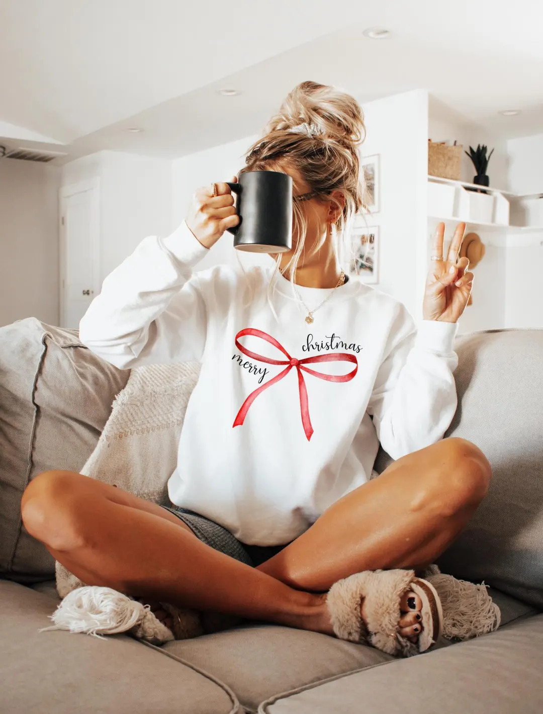 Red Bow Coquette Christmas Sweater, Merry Christmas Bow Sweatshirt, Merry Christmas Coquette Swea... | Etsy (US)