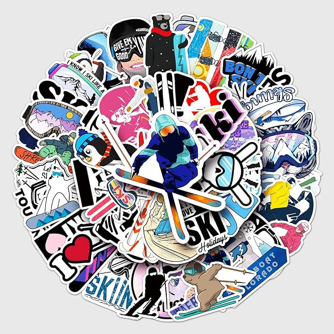 Skiing Sports Waterproof Stickers for Kids,50pcs Pack Aesthetic Sticker for Water Bottles Laptop ... | Amazon (US)