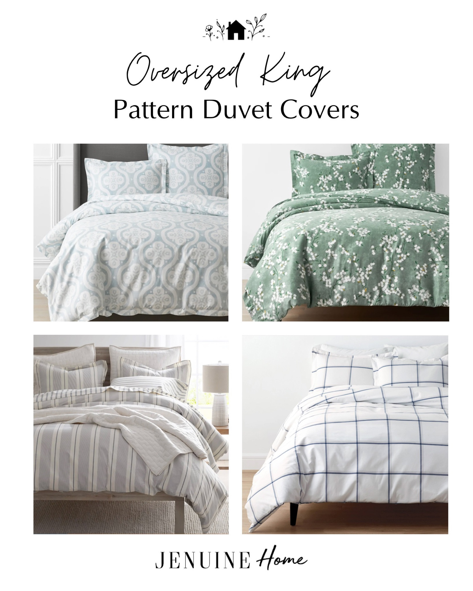 Oversized king duvet covers with patterns and designs! Floral duvet, checkered grid duvet, stripe duvet. 

Studio Mcgee style, grandmillenial style

#LTKhome