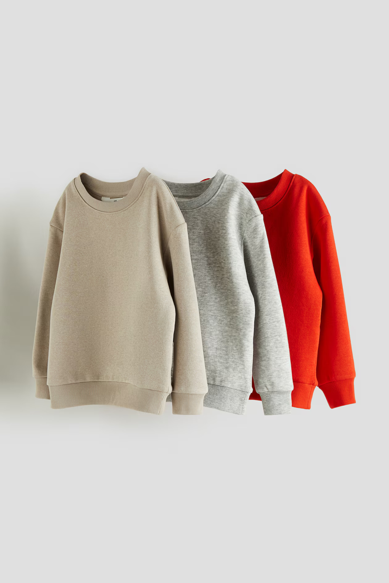 3-pack Sweatshirts - Bright red/light gray melange - Kids | H&M US | H&M (US + CA)