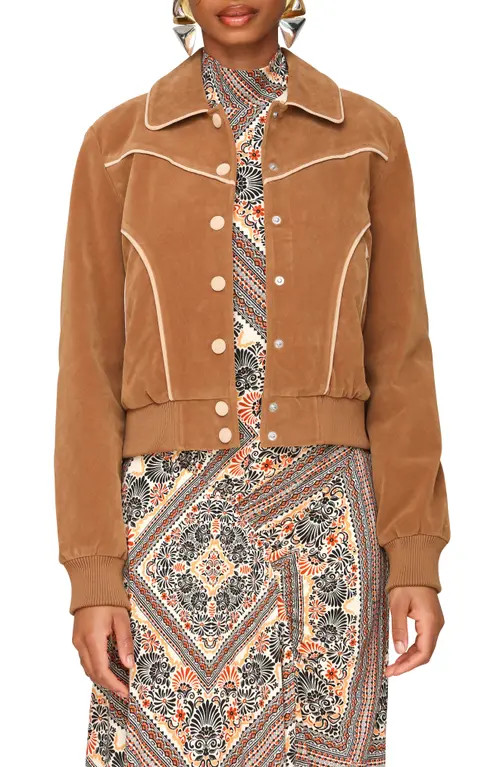 Avec Les Filles Faux Suede Western Bomber Jacket in Chai at Nordstrom, Size Medium | Nordstrom