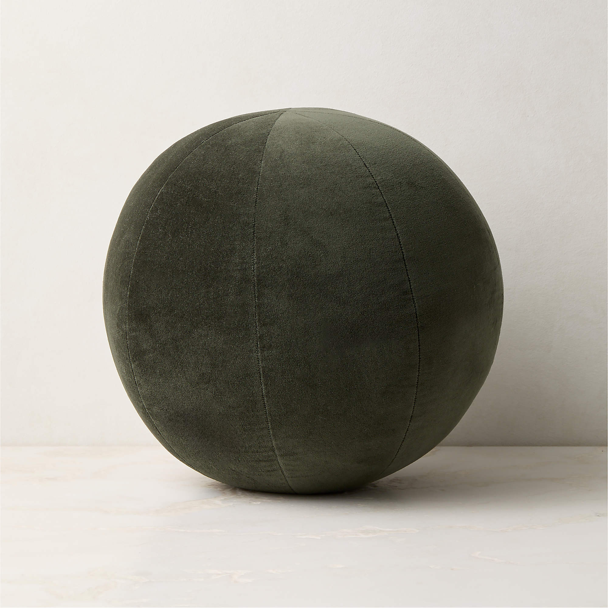 Terre Dark Green Velvet Sphere Throw Pillow 12" + Reviews | CB2 | CB2