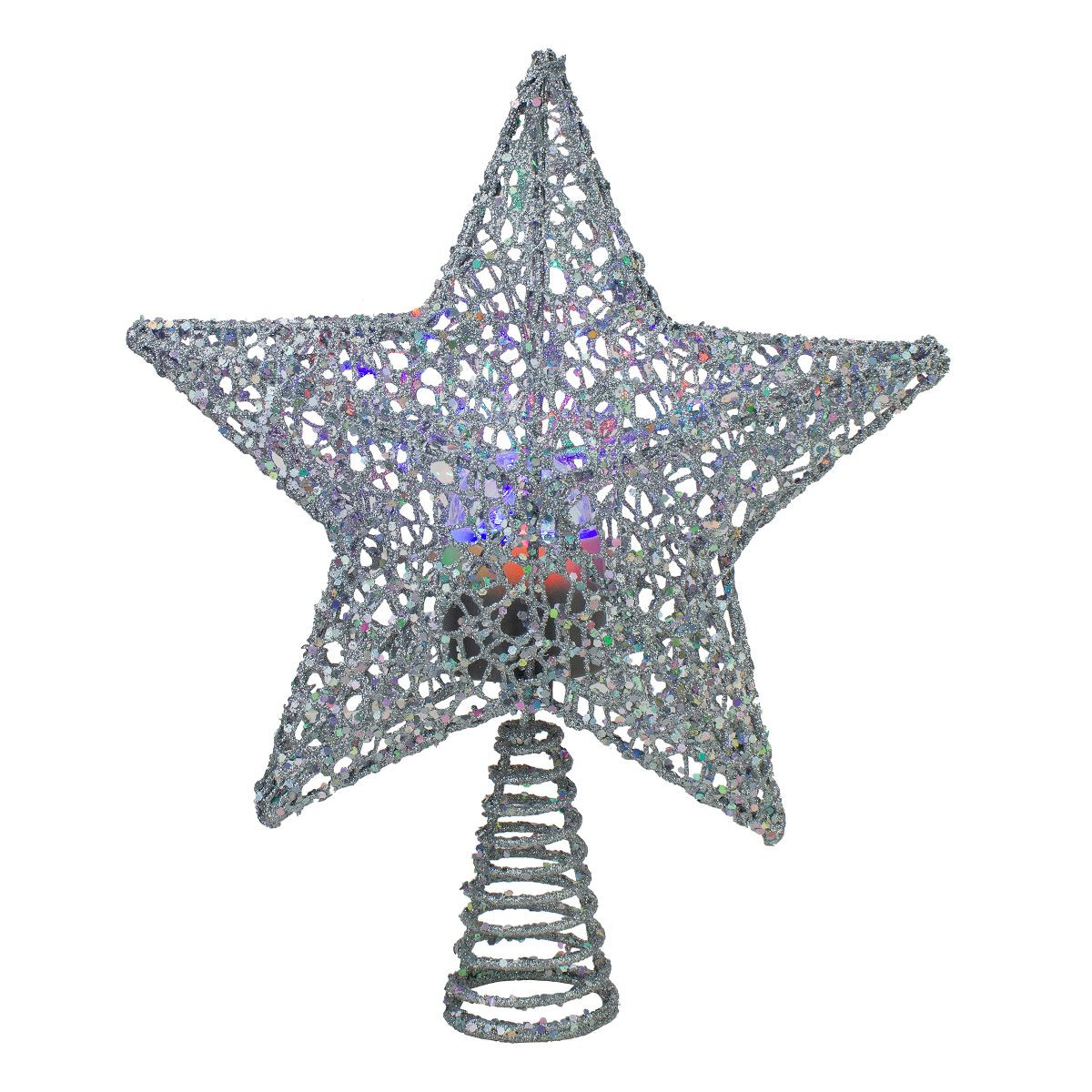 Northlight 13" Lighted Silver Star with Rotating Projector Christmas Tree Topper - Multicolor LED... | Target