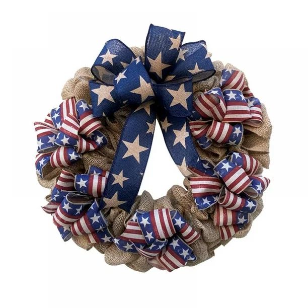 July 4th Wreath Patriotic Americana Flag Wreath Memorial Day Wreath Festival Garland Decoration F... | Walmart (US)