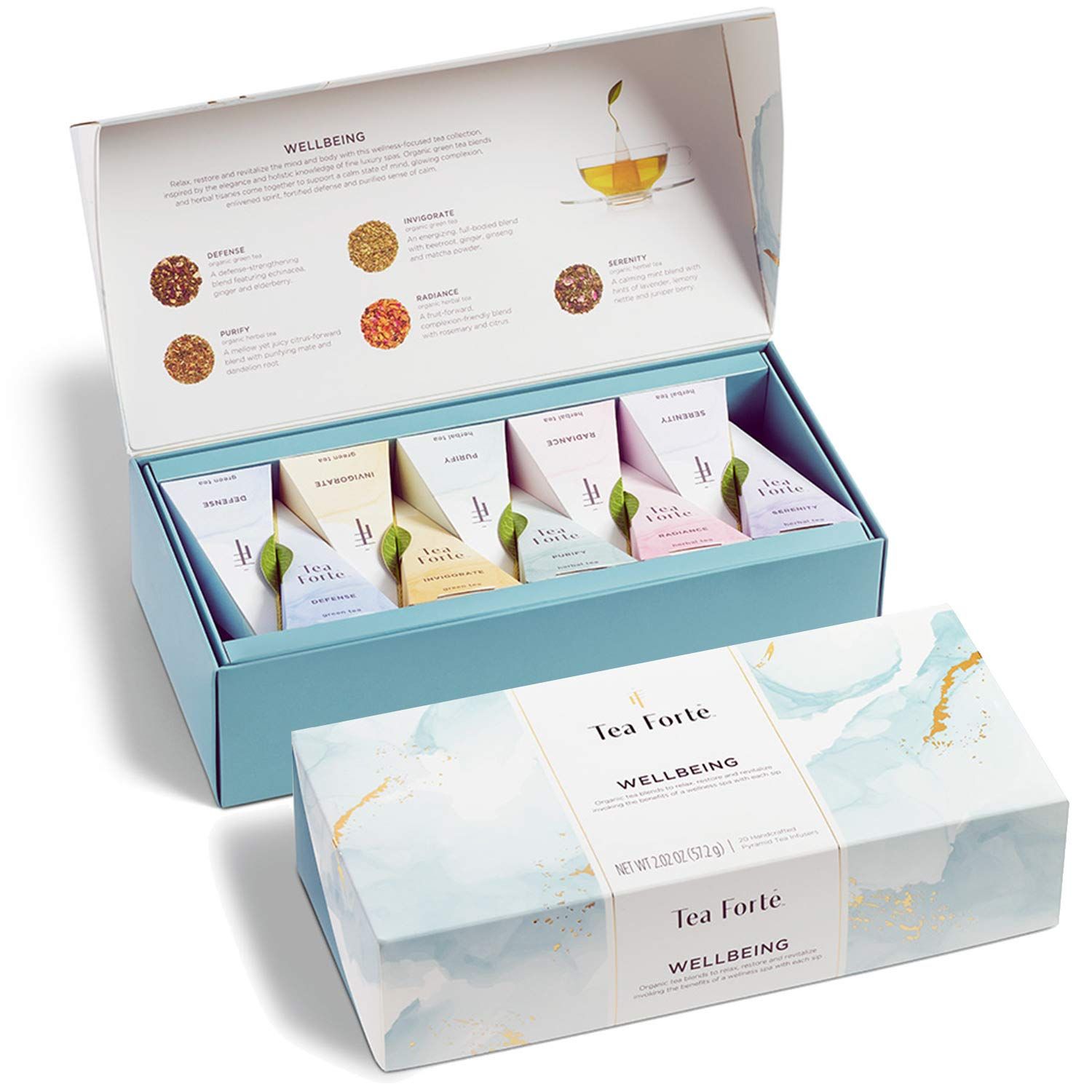 Tea Forte Wellbeing Organic Wellness Teas, Petite Presentation Box Tea Sampler Gift Set with 10 A... | Amazon (US)