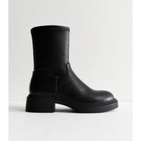Women's Black Chunky Sole Sock Fit Ankle Boots Vegan New Look | New Look (UK)