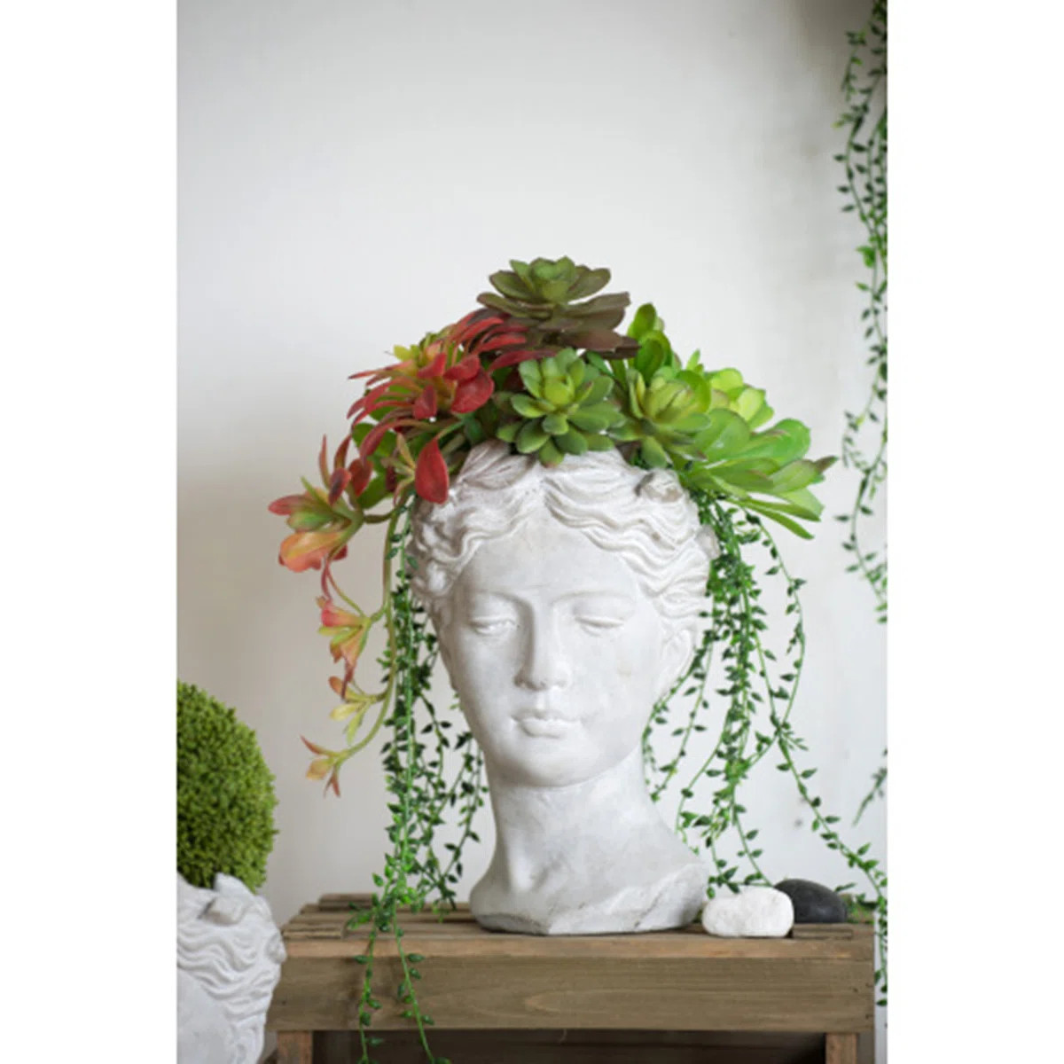 Greek Style Cement Head Planter For Indoor And Outdoor Home Garden Decor | Gift Idea | Wayfair North America