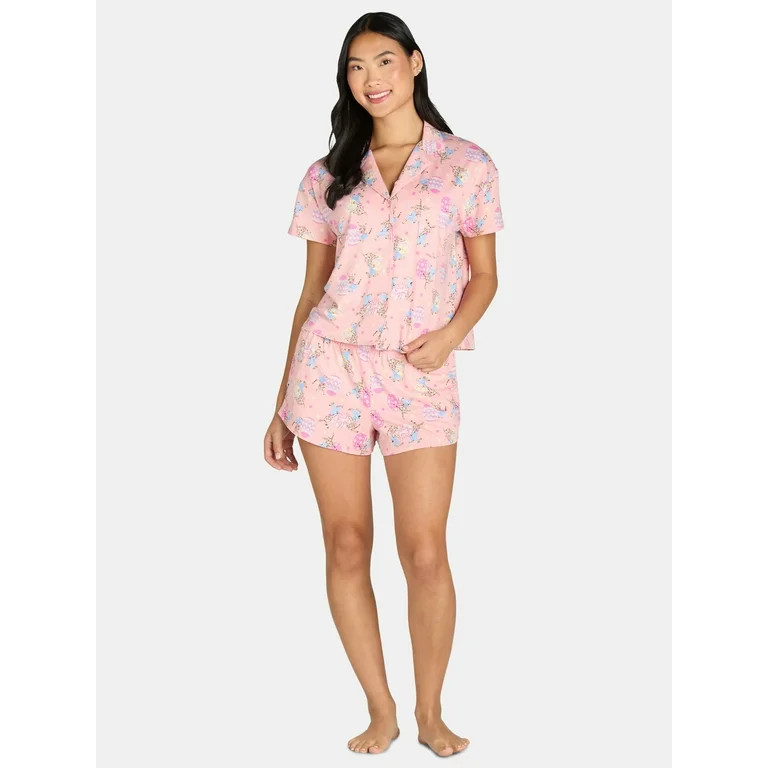 Women’s Easter Print Shorty Notch Collar Pajama Set from Way to Celebrate, 2-Piece, Sizes XS-3X | Walmart (US)