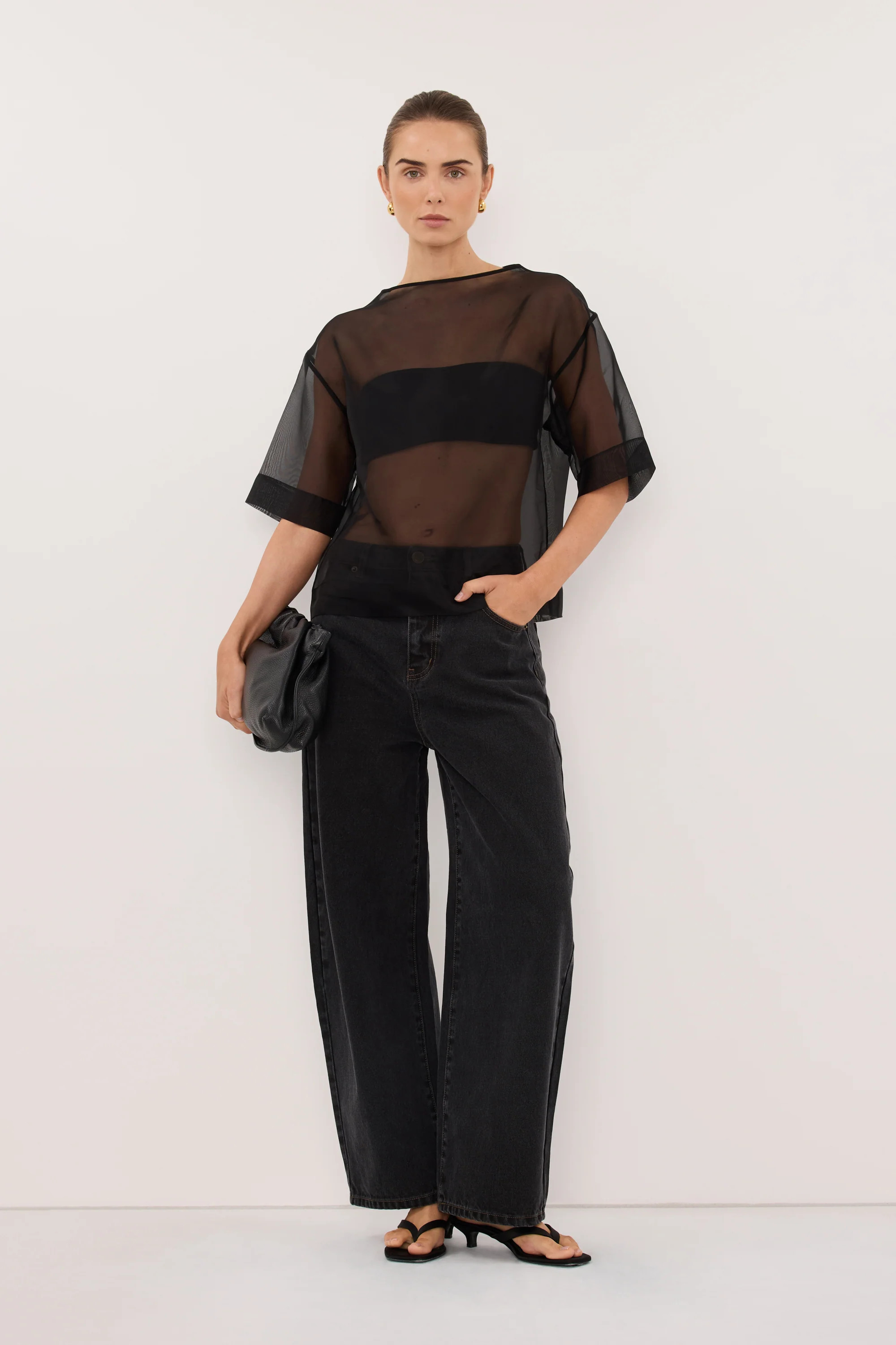 SIAN BLACK ORGANZA TEE | DISSH