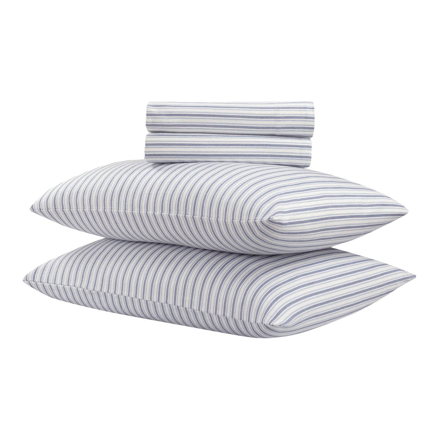 Mainstays 4-Piece Flannel Sheet Set, Blue Stripe, Full - Walmart.com | Walmart (US)