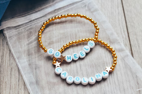 UNC Tar Heels Beaded Bracelet - Etsy | Etsy (US)