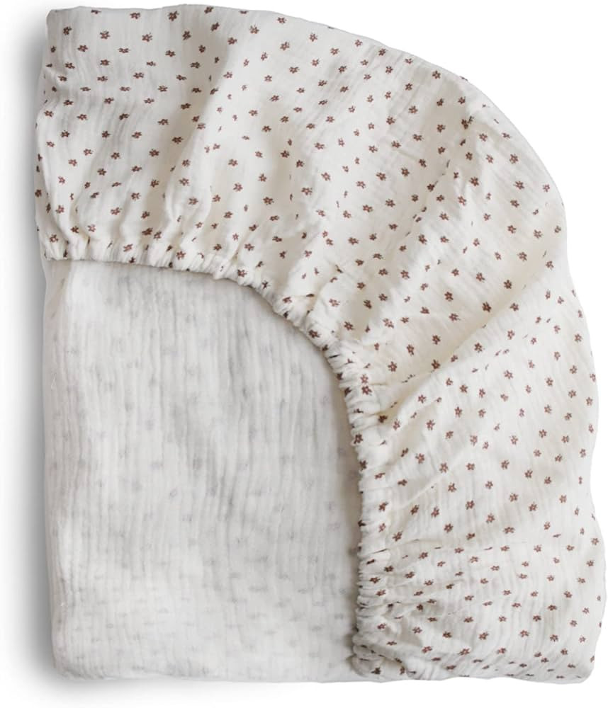mushie Extra Soft Muslin Fitted Crib Sheet | 28"x 52" (Bloom) | Amazon (US)