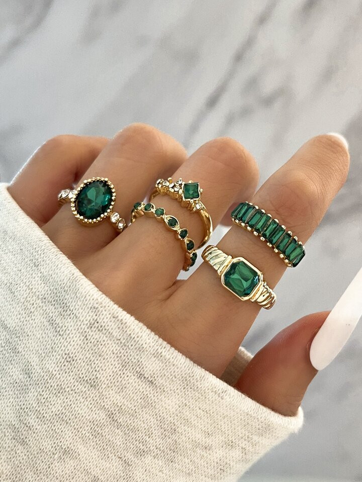 5pcs Rhinestone Decor Ring | SHEIN