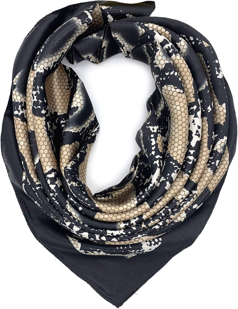 Silk Like Scarf Women's Fashion Pattern Large Square Satin Headscarf | Amazon (US)