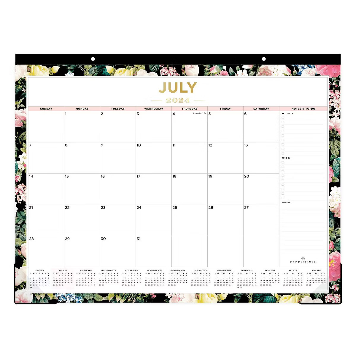 Day Designer  2024-25 Monthly Desk Pad 17"x22" Trim Tape with Perforation Les Fleurs | Target