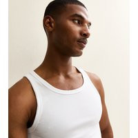 Men's White Muscle Fit Ribbed Jersey Vest New Look | New Look (UK)