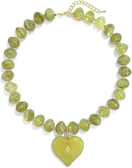 Elegance 11 designs Chunky Heart Necklace for Women, Colorful Acrylic Beaded Statement Puff Heart... | Amazon (US)