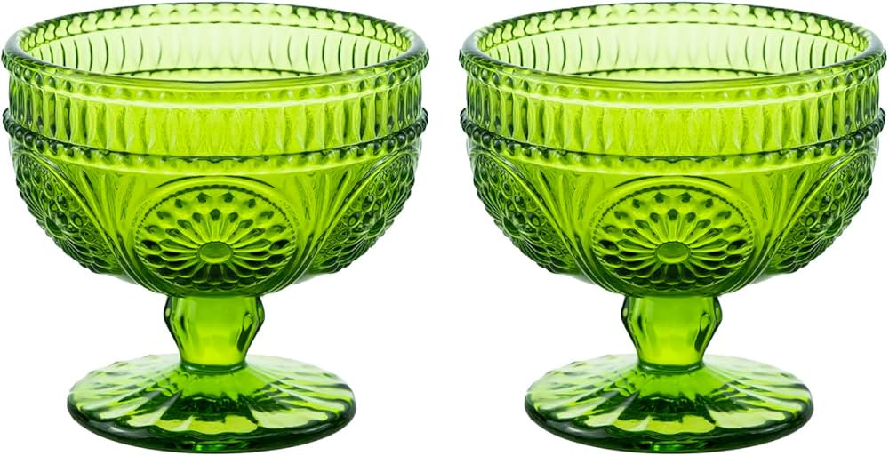 CHOOLD Vintage Sunflower Embossed Glass Footed Dessert Bowl Ice Cream Bowl Trifle Bowl Salad Bowl... | Amazon (US)