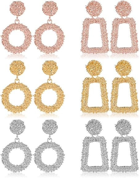 Fuyamp 6 Pairs Hoop Earrings Womens Statement Drop Earrings Fashion Bohemian Sparkling Geometric ... | Amazon (CA)