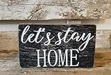 Let's Stay Home 4" x 6" Mini Black Wood Block Sign | Amazon (US)