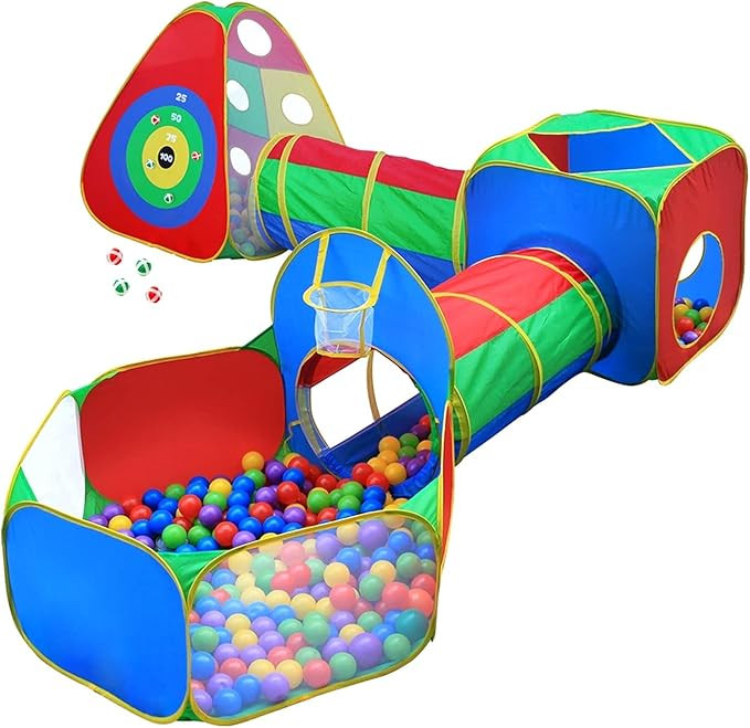 5pc Kids Ball Pit Tents and Tunnels, Toddler Jungle Gym Play Tent with Play Crawl Tunnel Toy, for Bo | Amazon (US)