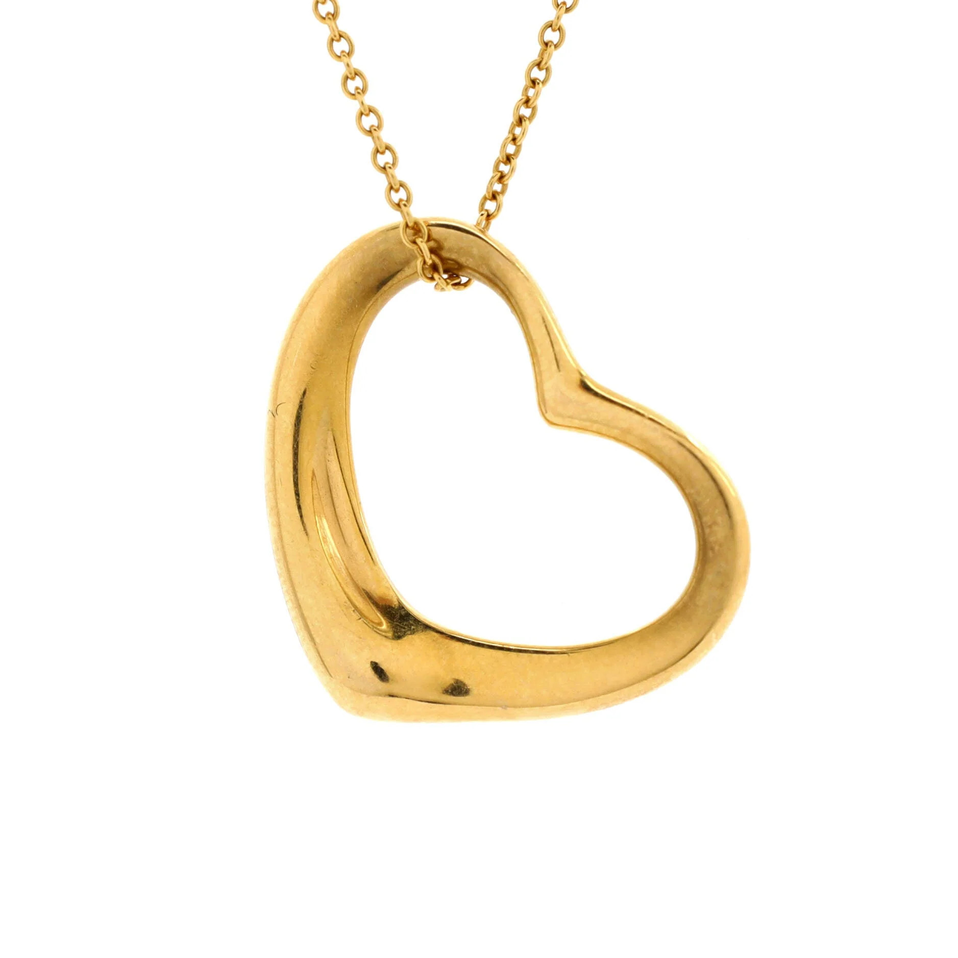Elsa Peretti Open Heart Pendant Necklace 18K Yellow Gold 22mm | Shop Simon