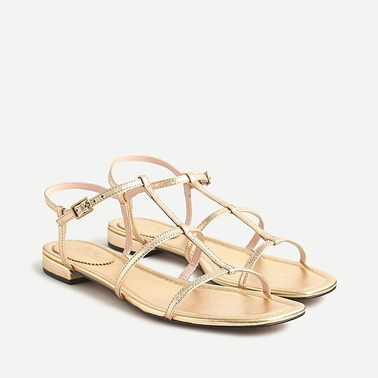 Abbie double T-strap sandals in metallic | J. Crew US