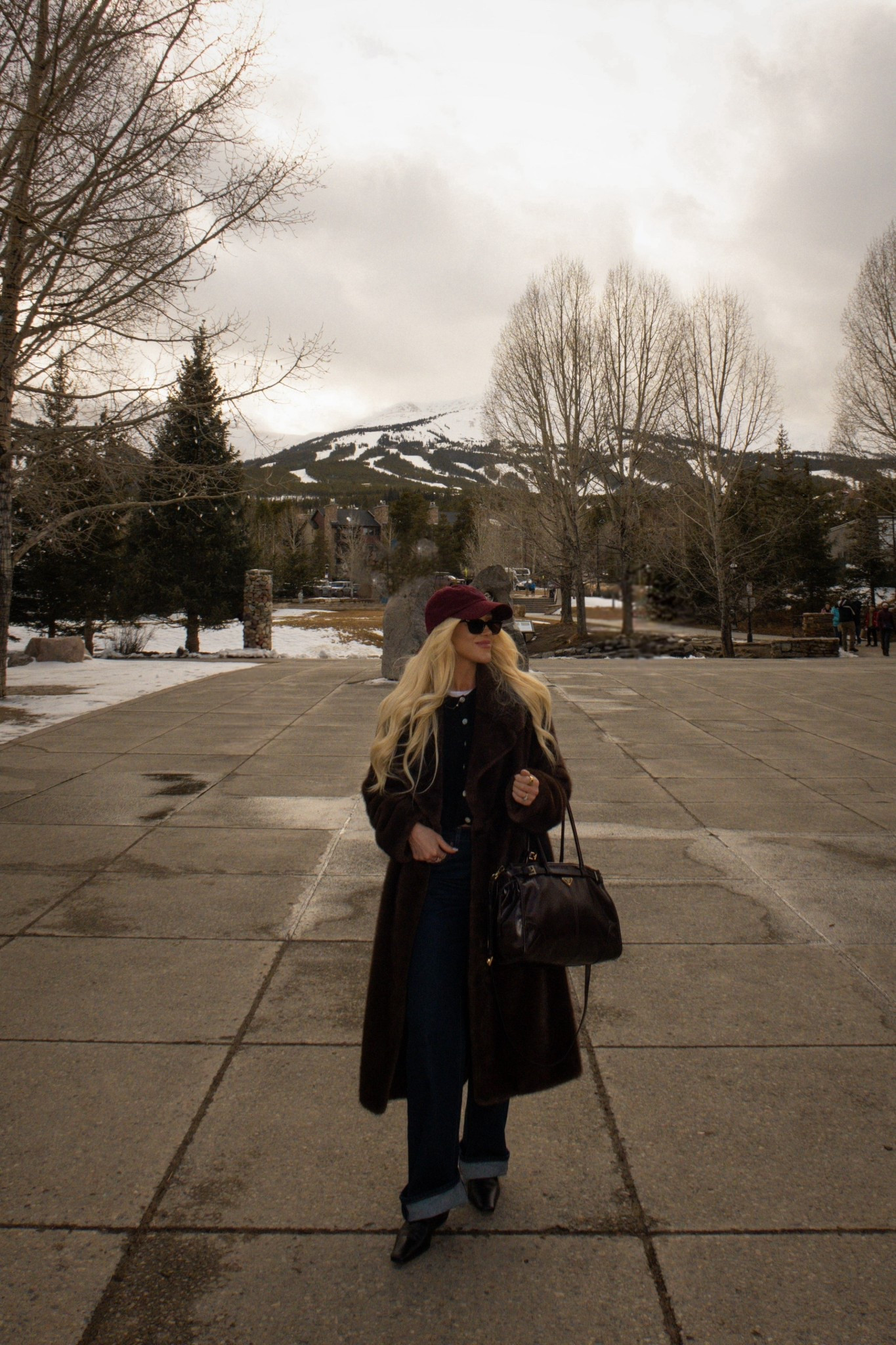 Winter outfit🤍 a favorite look from our trip to Breckenridge. This faux fur coat fits really good for petite frames- these jeans are another good petite find I didn’t have to hem they look cute cuffed! & the American vintage sweater is so good I need more colors | chic neutral style | timeless capsule pieces 

#LTKPetite #LTKSeasonal #LTKootd