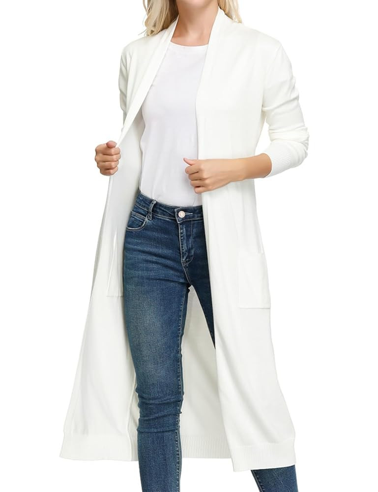 GRACE KARIN Essential Solid Open Front Maxi Long Knitted Cardigan Sweater for Women | Amazon (US)