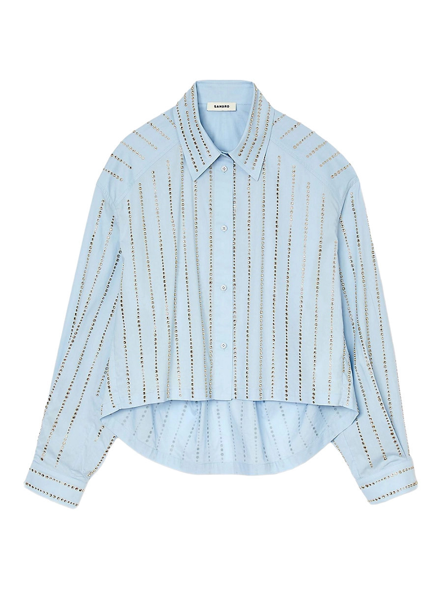 Women's Rhinestone Shirt - Sky Blue - Size XS | Saks Fifth Avenue