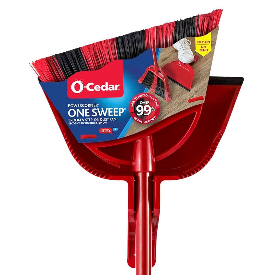 O-Cedar One Sweep Broom with Step-On Dustpan | Remove 99% with One Sweep | Lightweight Quiet Clea... | Amazon (US)