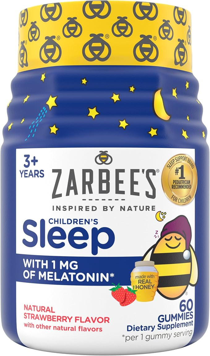Zarbee’s Kids Sleep, Melatonin 1 Mg Gummies, Natural Strawberry Flavor and Other Natural Flavor... | Amazon (US)