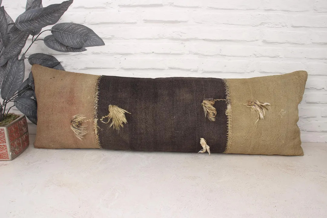 Gift Pillow, Kilim Pillow Cover, 12x36 Antique Pillows, Kilim Cushion Sham, Brown Cushion, Boho R... | Etsy (US)