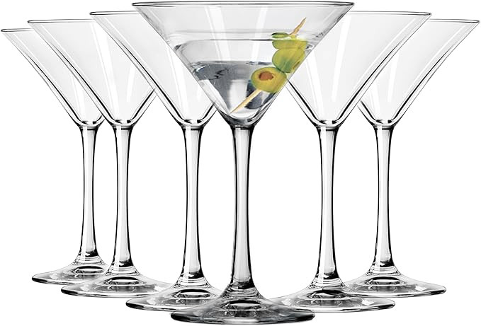 Libbey Entertaining Essentials Martini Glasses Set of 6, Dishwasher Safe Martini Set, Tall Stem M... | Amazon (US)