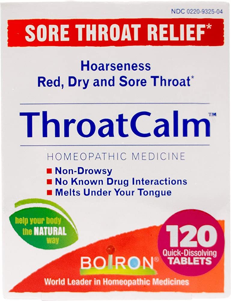 Boiron ThroatCalm Tablets for Pain Relief from Red, Dry, Scratchy, Sore Throats and Hoarseness - ... | Amazon (US)