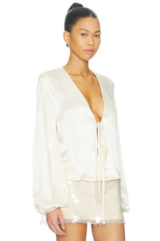 Lucille Tie Front Long Sleeve Top | Revolve Clothing (Global)