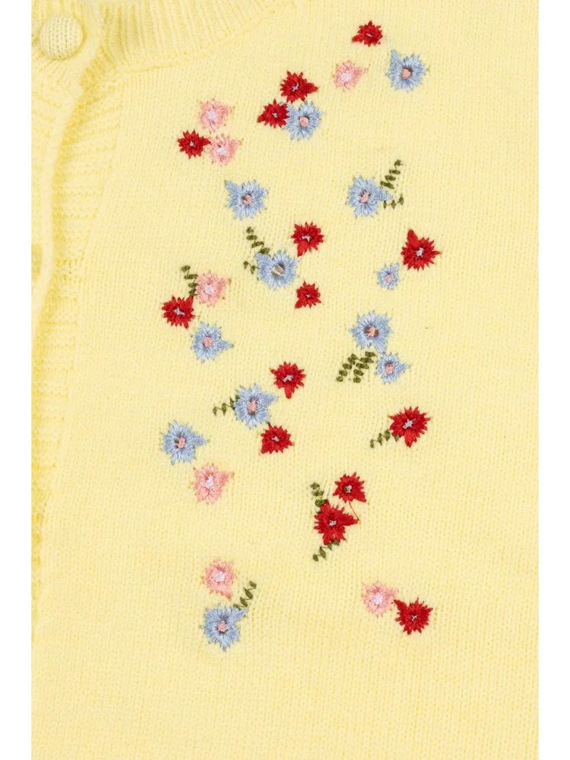 Forever 21 Floral Embroidered Puff-Sleeve Cardigan, Color-Yellow, Size-Xs | Walmart (US)