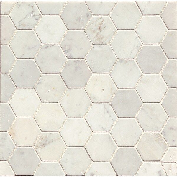 White Carrara Honed Stone Hexagon Mosaic Tile (Box Of 10 Sheets) | Bed Bath & Beyond