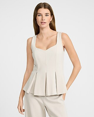 Signature Ponte Sweetheart Peplum Tank | Express