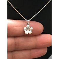 Small Plumeria Necklace, Sterling Silver Flower Charm Pendant, Girl Necklace | Etsy (US)