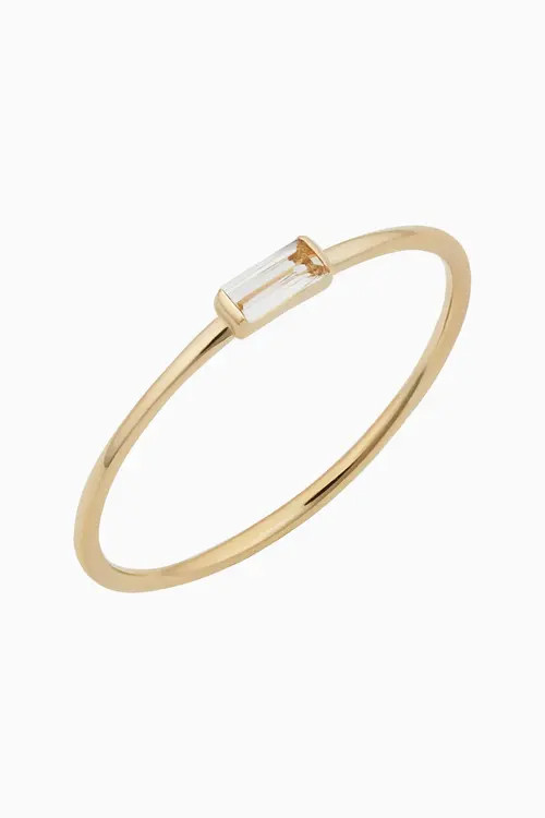 Oradina 14K Gold Fresco Baguette Ring in White Topaz at Nordstrom, Size 8 | Nordstrom