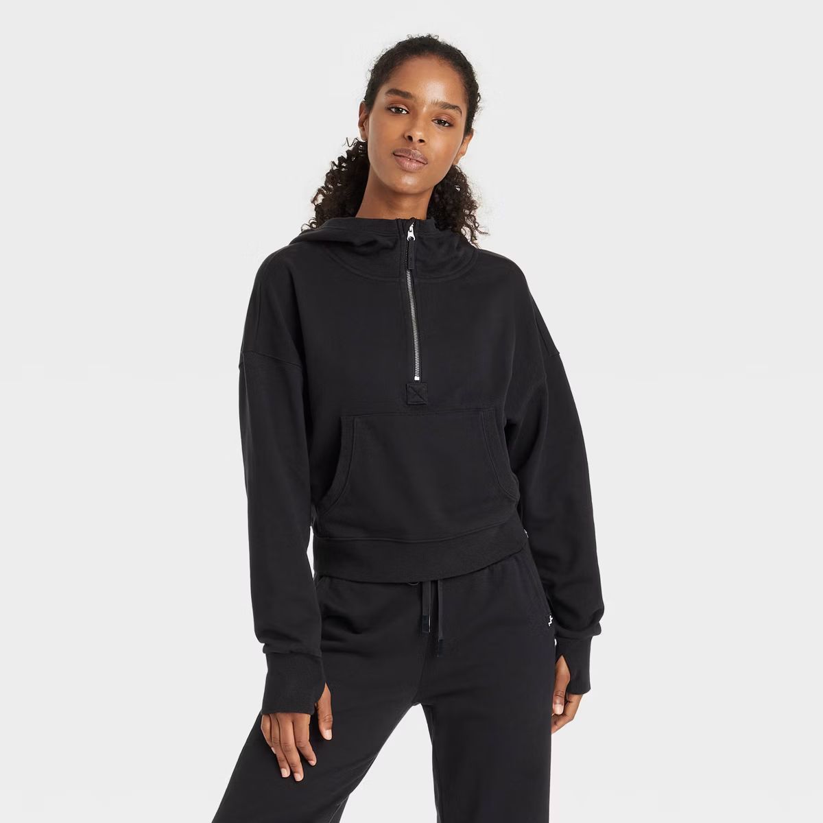 Women's French Terry 1/2 Zip Hooded Pullover Sweatshirt - JoyLab™ | Target