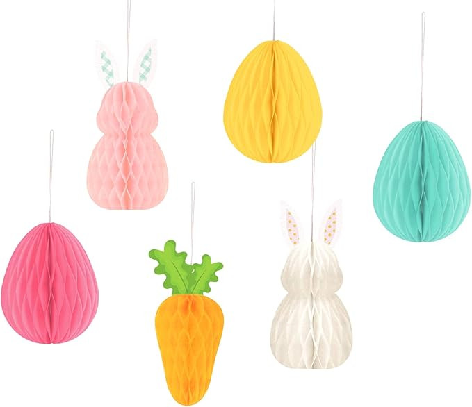 Easter Party Decorations, 6 PCS Hanging Honeycomb Tissue Paper Egg Tree Decorations for The Home ... | Amazon (US)