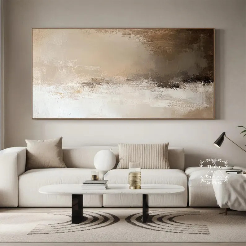 Beige and Brown Textured Minimalist Art Brown Abstract Canvas Painting Large Brown Textured Wall ... | Etsy (US)