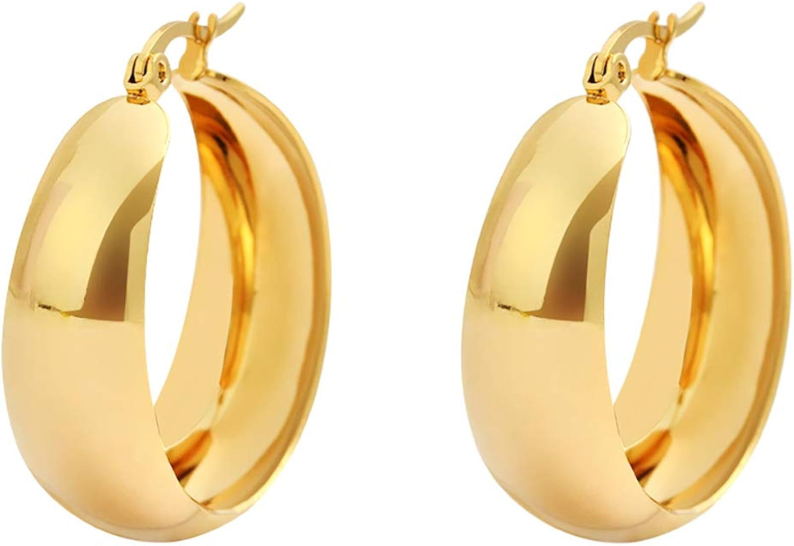 Edforce Stainless Steel 18K Gold Plated Lead-free Hypoallergenic Wide Large Rounded Hoop Earrings... | Amazon (US)
