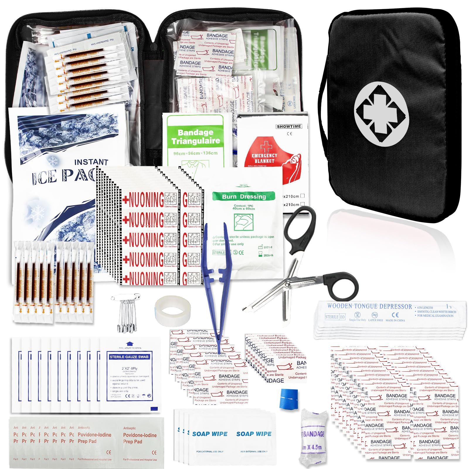 300Piece Travel First Aid Emergency Kit Home Essentials Hiking Survival Essential Kit for Outdoor... | Amazon (US)