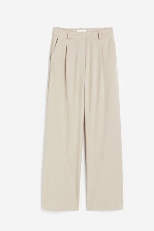 Wide trousers - Light beige - Ladies | H&M GB | H&M (UK, MY, IN, SG, PH, TW, HK)