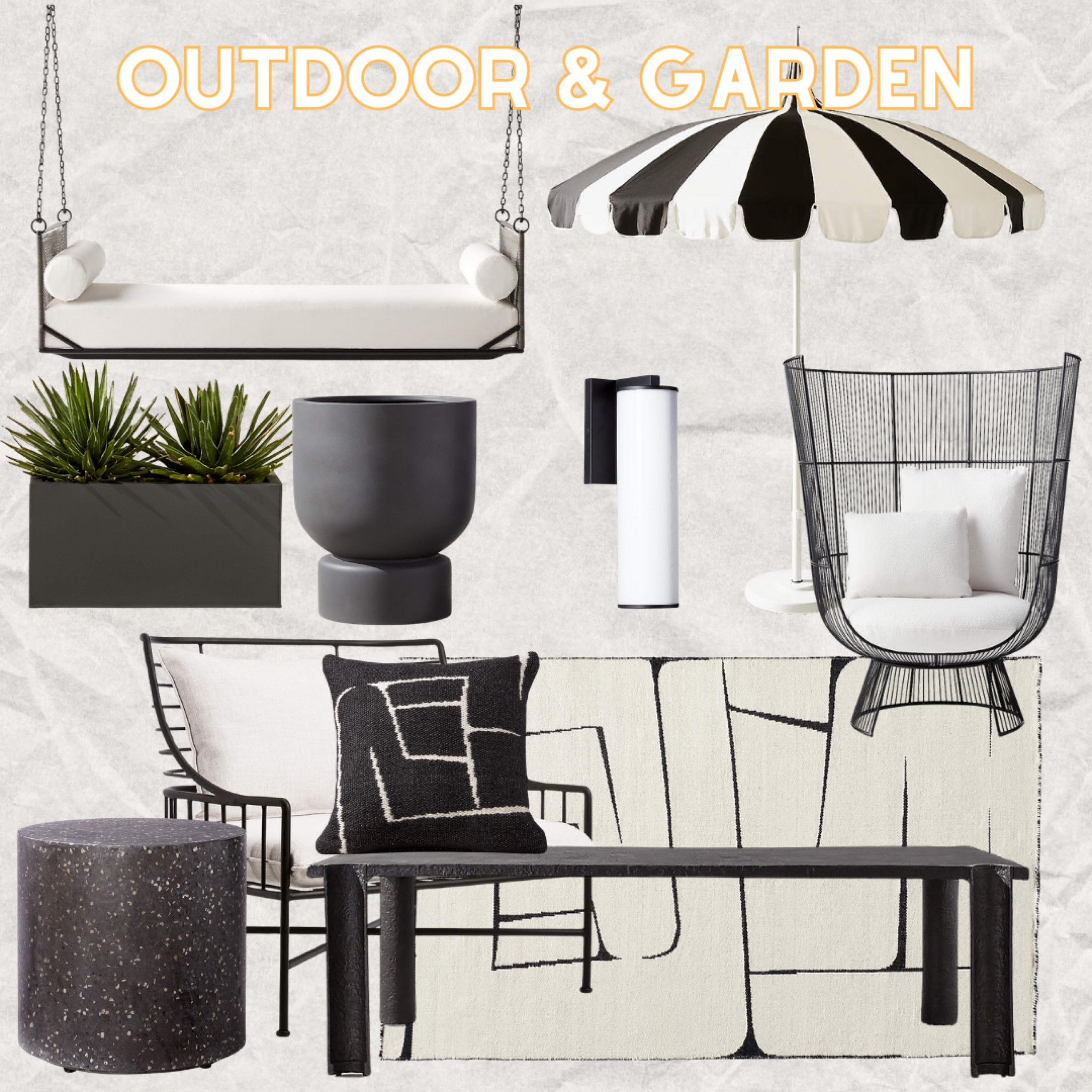 Outdoor & Garden

Matte Black Wall Sconce | Stripe Outdoor Umbrella | Black Rattan Outdoor Daybed | Outdoor Chair | Outdoor Throw Pillow | Outdoor Planter | Side Table | Dining Table | Patio Chair

#LTKSeasonal #LTKhome #LTKsalealert